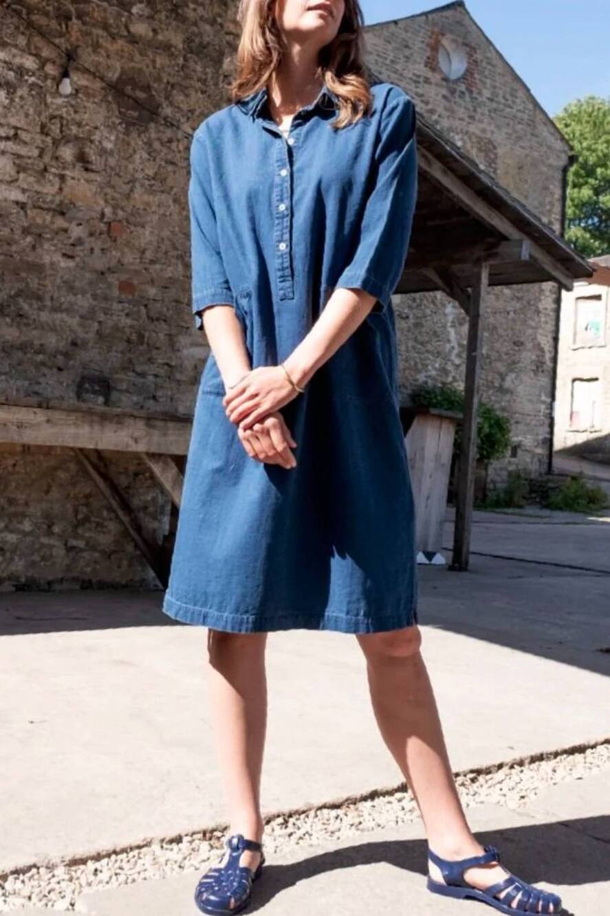 NEW BIBICO tara shirt dress in textured denim